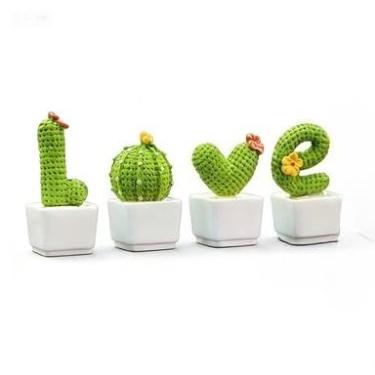 Imagem de Kit 4 Plantas Artificiais Decorativas Miniaturas - Objeto Decorativo Artesanal, Vaso Decorativo Compacto, Perfeito para Decoração Sala e Mesa