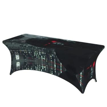 Imagem de ZTPOWQA A capa de mesa retangular grande com estampa da era hacker serve para mesas ovais para festas e eventos