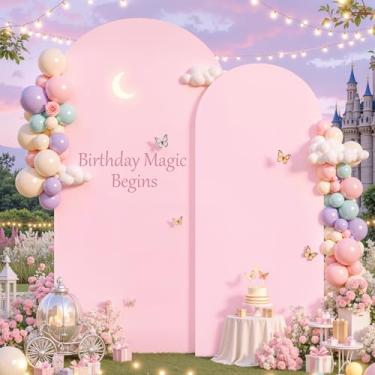 Imagem de Capa de fundo de arco rosa bebê de 1,8 m de 1,8 m, capa de arco de casamento, elástico, arco, chiara, suporte para decoração de aniversário, balão, festa, banquete, chá de bebê