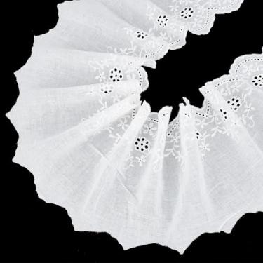 Imagem de letsinstyle Acabamento de renda bordado de ilhó de algodão de 5 metros, bordas onduladas bordadas, acabamentos de tecido para artesanato DIY e vestido de noiva de casamento