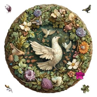 Imagem de Quebra-cabeça retrô pombo pombo 200 peças de madeira para adultos com formato irregular exclusivo divertido desafiador pássaro quebra-cabeças para crianças e casais no aniversário, dia das crianças