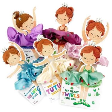 Imagem de Valentines Day Cards for Kids School - 25 Pack Dance Valentines Cards with Hair Scrunchies, Ballet Valentine for Class Party Favors, Girls Valentine Gifts for Daycare Preschool Classroom Exchange