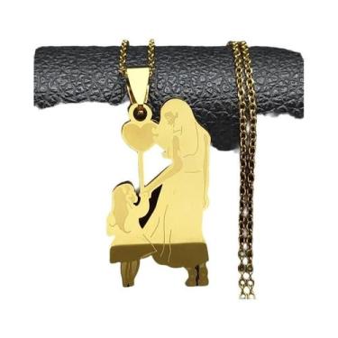 Imagem de Colar De Coração Prateado Mãe E Filha Em Aço Inoxidável Joia Familiar 