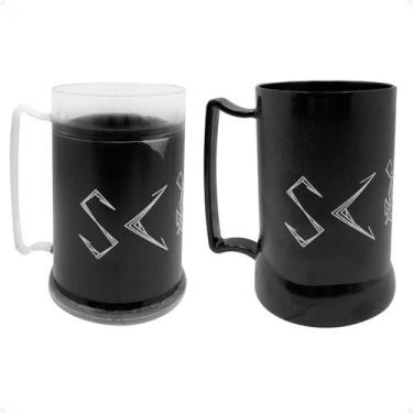 Imagem de Jogo de 2 Caneca de Gel do Corinthians de 300ml e 400ml Preta Oficial 