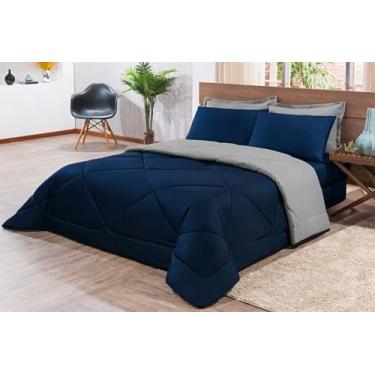 Imagem de Kit Edredom + Jogo De Lençol Aconchego Look House Casal Padrão 6 Peças