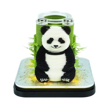 Imagem de Dpofirs Calendário 3D 2026, Calendário de Peça de Tempo de Bloco de Notas 3D, Carrossel de Escultura de Papel Criativo de Panda Fofo Rasgando Notas de Com Luz