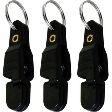 Imagem de ZCZQC 3 peças clipes de pesca de liberação de pressão de tensão pesada, clipes de linha de chumbo com anéis de chaveiro, placa de plaina lateral, clipes de plástico para divisão de água, preto para