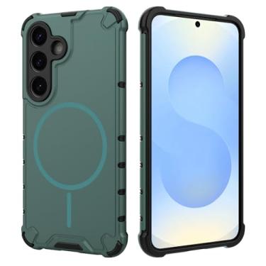 Imagem de Capa magnética para celular Samsung Galaxy S25 5G, capa protetora de nível militar para Galaxy S25 5G compatível com Mag-Safe, à prova de choque e resistente a arranhões para Samsung S25 (verde)