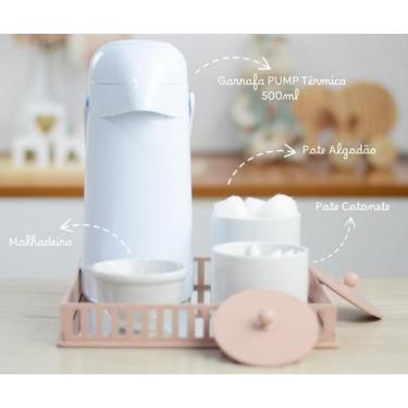 Imagem de Kit Higiene Porcelana Bebê Maternidade K212 Rosê Meninas Pote algodão 