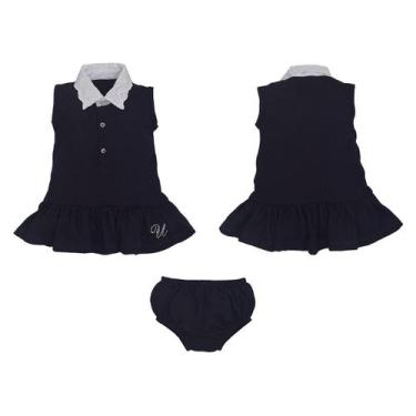 Imagem de Conjunto Vestido Polo Com Calcinha Bebê Azul Marinho Jade, M