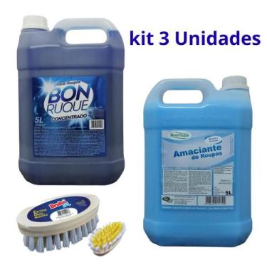 Imagem de kit Lava Roupas Sabão Líquido e Amaciante Concentrado 5 Litros Lavande