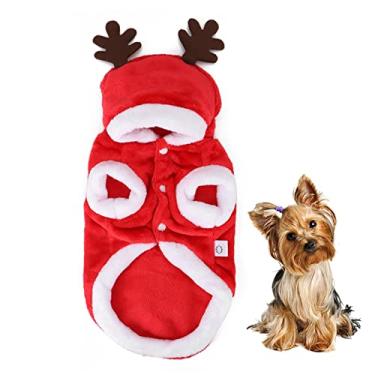 Imagem de Ainoli inverno macio quente árvore de natal bonito roupas para cães vestido para pequenos cães de estimação filhote de cachorro jaqueta roupa roupa (XS)