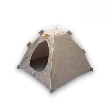 Imagem de Cabana Toca Pet para Cães e Gatos Cama Tenda Confortável Pequeno Porte(Linho Bege)