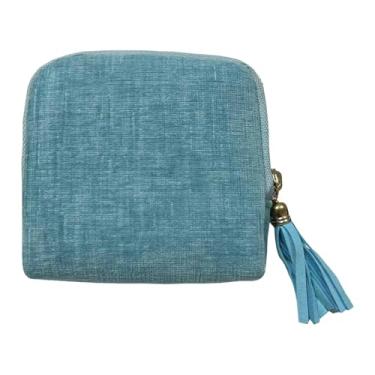 Imagem de predolo Estojo organizador de joias pequeno para viagem, bolsinha para brincos e colares, ideal para guardar joias, brincos e outros objetos. Perfeito para, Céu Azul