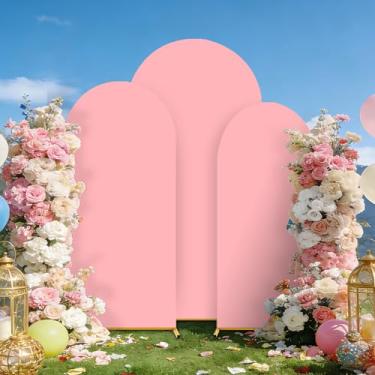 Imagem de Capa de fundo de arco para casamento, elastano, elástico, top redondo, chiara, festa, aniversário, banquete (rosa pálido, 2,2 m + 2 m + 1,8 m)