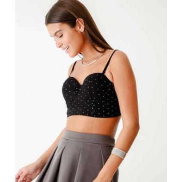 Imagem de Sutiã Bra Top Com Bojo Strass Marisa Preto-49003, Preto, 42