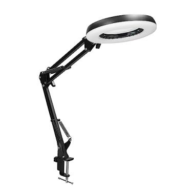 Imagem de Luz de Mesa Plegable com Lupa LED Multifuncional 5X 144 Pérolas Ajuste 3 Cores e 10 Níveis Brilho Interface USB para Reparo Relógios Soldagem Elétrica Modelagem Bordado Leitura