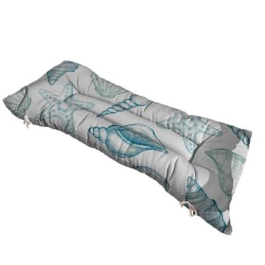 Imagem de Almofada Futon 120 cm x 40 cm para cadeira e banco estampada - Varias Estampas - Futon grande Moderna(conchas)