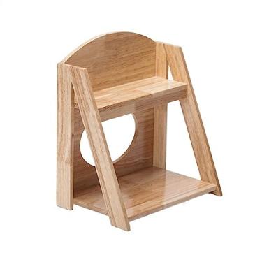 Imagem de Suporte de bolo de camada dupla grande capacidade para bolo de madeira de borracha de alta qualidade mesa de sobremesa padaria armário de exibição de bolo suporte de cupcake