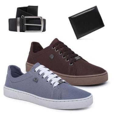 Imagem de Kit 2 Tênis Masculino Casual Confort + Cinto + Carteira Social - Bless