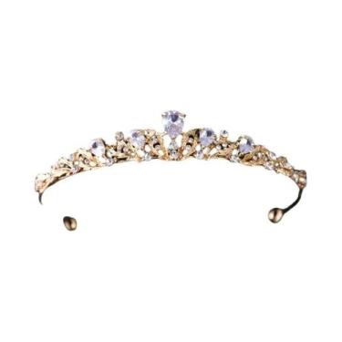 Imagem de Tiaras De Casamento Em Cristal Dourado, Coroas De Noiva Com Strass Par