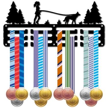 Imagem de CREATCABIN Suportes de medalhas Walking a Dog Suporte de Medalhas Pequeno Organizador de Medalhas de Metal Ferro Fita de Exibição Prateleira Decoração de Parede para Mais de 40 Medalhas Prêmio Preto