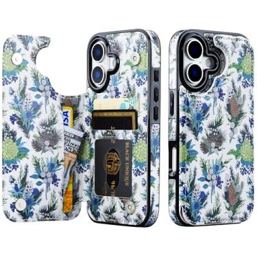 Imagem de JOYAKI Capa carteira para iPhone 17 com porta-cartão, capa flip de couro PU com suporte para mulheres e homens, fecho magnético duplo com proteção de tela 16 cm - floresta de neve