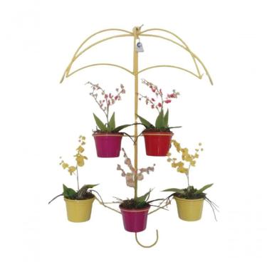Imagem de Suporte Plantas Guarda Chuva Amarelo 5 Vasos