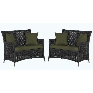 Imagem de 2 Sofás área Externa Igapó Alumínio Marrom Corda Náutica E13 Preto