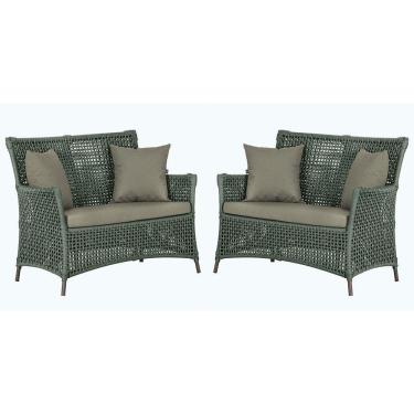 Imagem de 2 Sofás área Externa Igapó Alumínio Marrom Corda Náutica E8 Verde