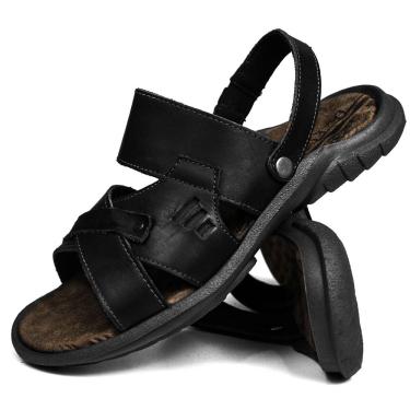 Imagem de Sandália Papete Masculina De Couro Preto - DCB2200LTPTO
