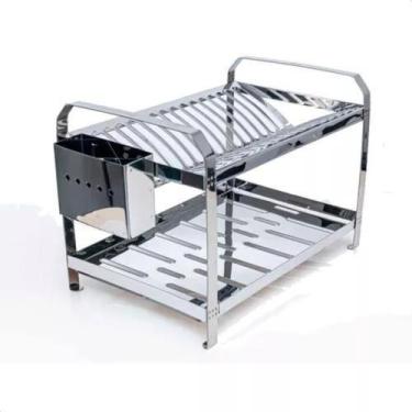 Imagem de Escorredor 16 Pratos com Porta Talher Inox - - NoBrand, COM PORTA TALH