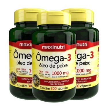 Imagem de Kit 3 Ômega 3 Óleo de Peixe 300 Cápsulas 1000mg Maxinutri