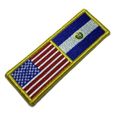 Imagem de BPUSSVV011 Bandeira EUA El Salvador Bordado Fecho Contato - BR44