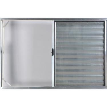 Imagem de Janela Veneziana de Alumínio 3 Folhas 1,00 X 1,50 Sem Grade Cor Brilha