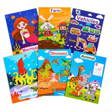 Imagem de Conjunto de colorir de desenho animado de 6 livros para crianças com a