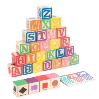 Imagem de Brinquedo de blocos de construção educacionais de madeira para o desen