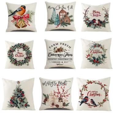 Imagem de Conjunto de fronhas de serapilheira de Natal 45x45cm (conjunto de 4) -