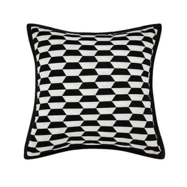 Imagem de Conjunto de fronhas geométricas de pelúcia preta e branca 45x45cm x2 -