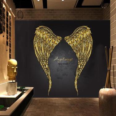 Imagem de Tapeçaria para pendurar na parede Golden Angel Wings Design 150x130cm 