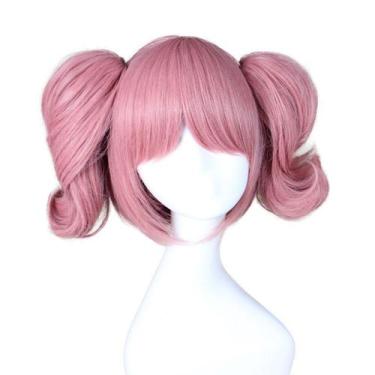 Imagem de Peruca de cosplay Roromiya Karuta Anime Sintética Rosa Fumaça 30cm - t