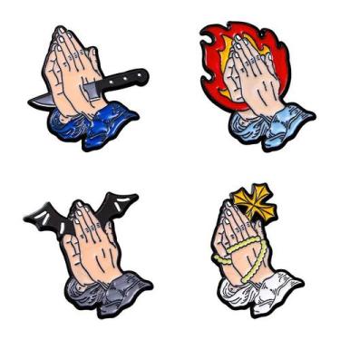 Imagem de Conjunto de alfinetes de broche Creative Praying Hands, blusa de liga 
