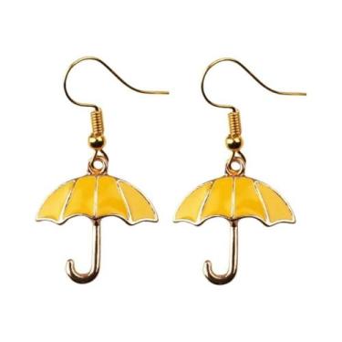 Imagem de Colar Com Pingente De Trompa Francesa Azul E Guarda-Chuva Amarelo Para