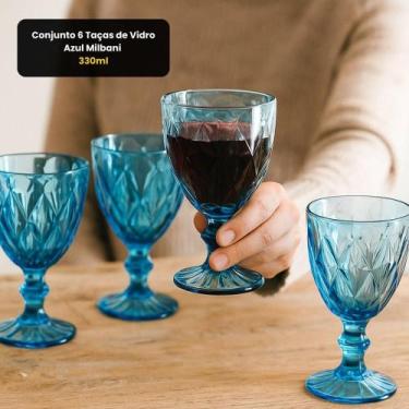 Imagem de Conjunto 6 Taças De Vidro Azul Milbani 330Ml - Fratelli