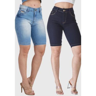 Imagem de Kit 2 Bermudas Jeans HNO Jeans Ciclista Confort Azul-Feminino