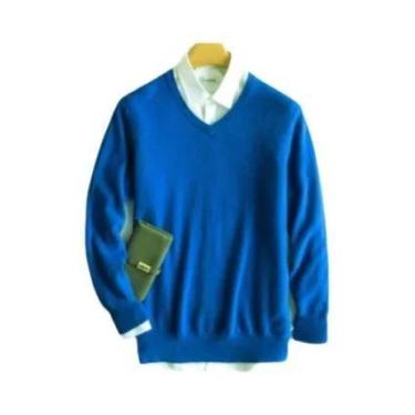 Imagem de Suéter Masculino De Cashmere E Algodão Com Decote Em V, Quente Para Ou