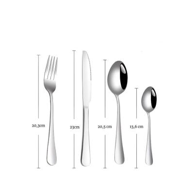 Imagem de Faqueiro De Aço Inox Conjunto 24 Peças Prateado Liso - Acabamento Polido E Design Atemporal