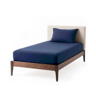 Imagem de Decolab Jogo de Lençol Malha 100% Algodão Extra Macio - Roupa De Cama Antiácaro, Inclui Lençol Com Elástico (Forro) E Fronhas (Azul-marinho, Solteiro Simples)