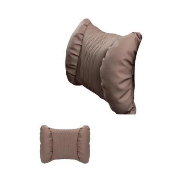 Imagem de Almofada De Pescoço E Apoio Lombar Em Couro Nappa Macio Para Carro - C