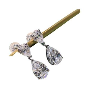 Imagem de Brincos De Cristal Prata Com Zircônia Para Mulheres, Joias Da Moda Par